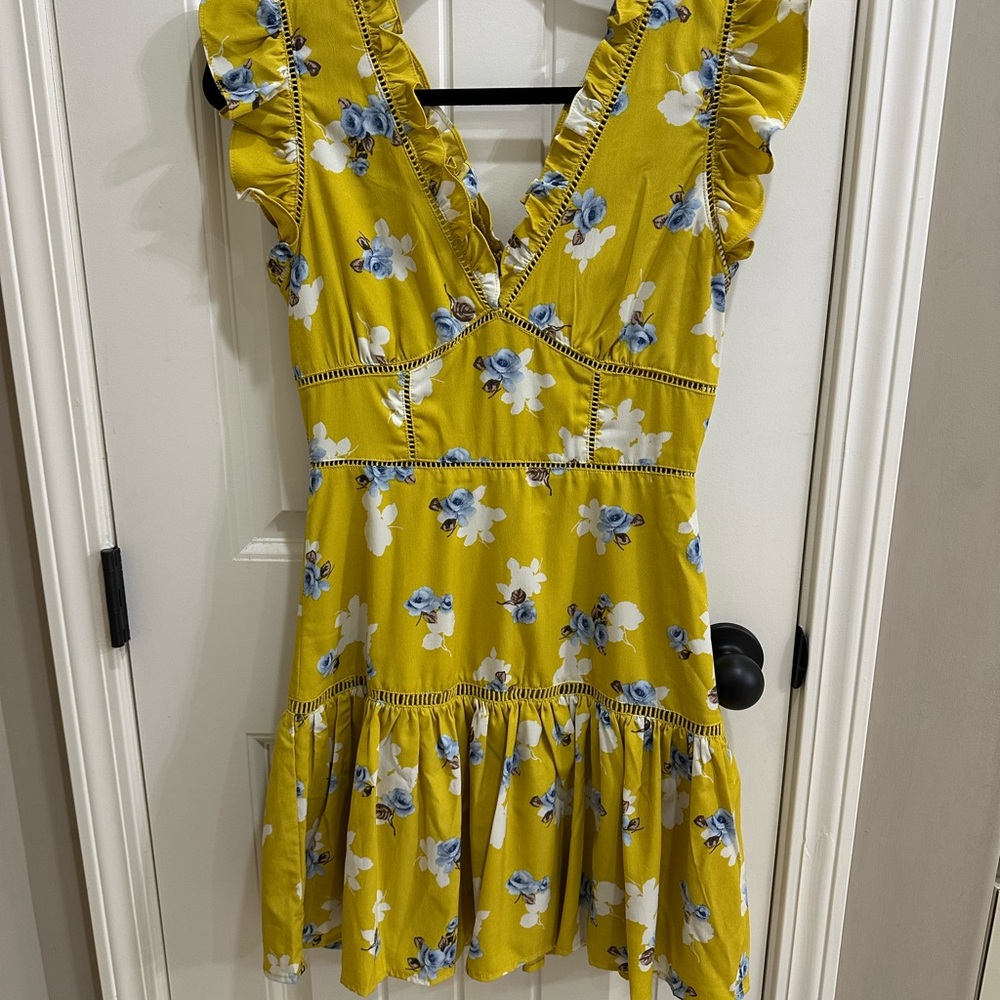 J.O.A. Mustard Floral Dress